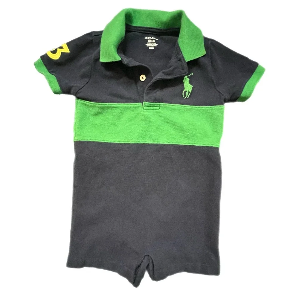 Ralph Lauren Navy & Green One‎ Piece Outfit - 18m
